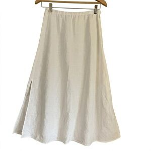 The White Company 100% Linen A-Line Midi Skirt Quiet Luxury Coastal White Size 2